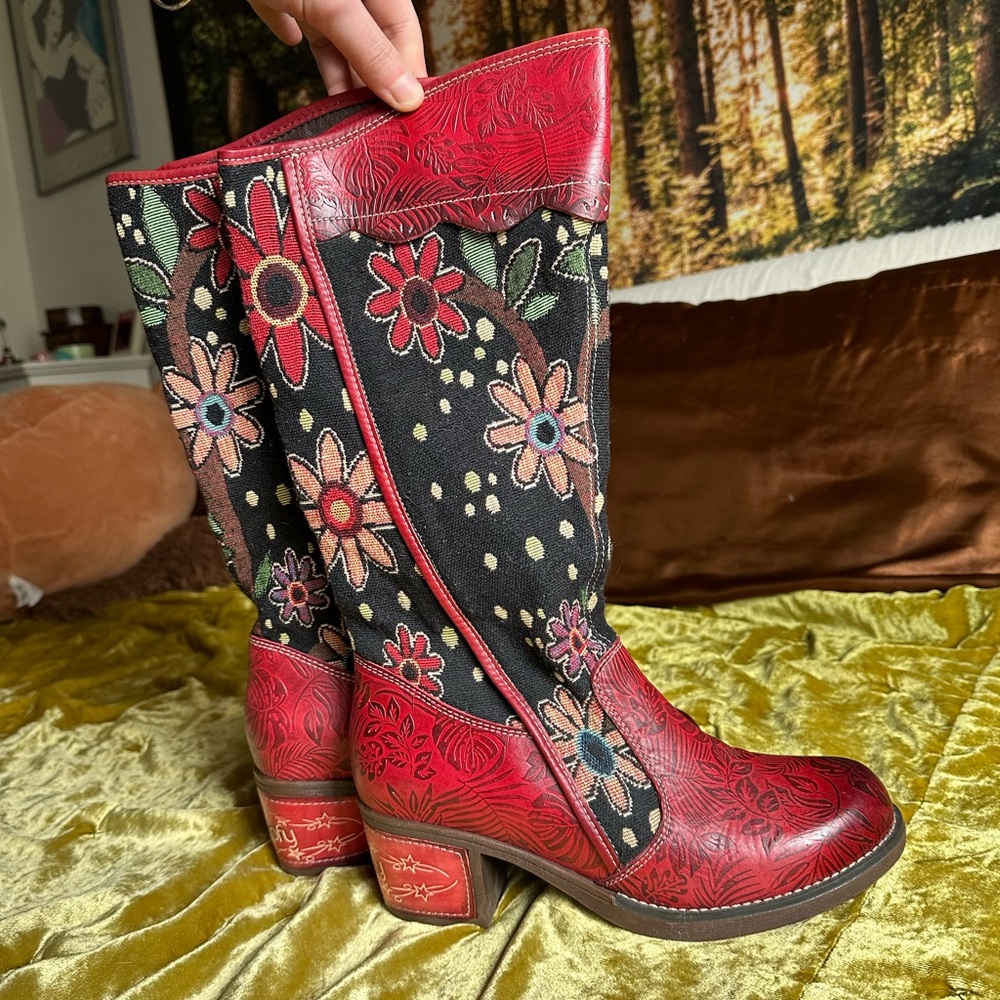 Floral Red Women's Boots